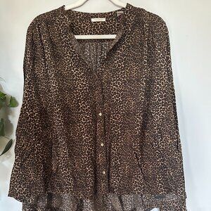 Women's Scotch and Soda Leopard Print Blouse - Button Front - Size XL - EUC